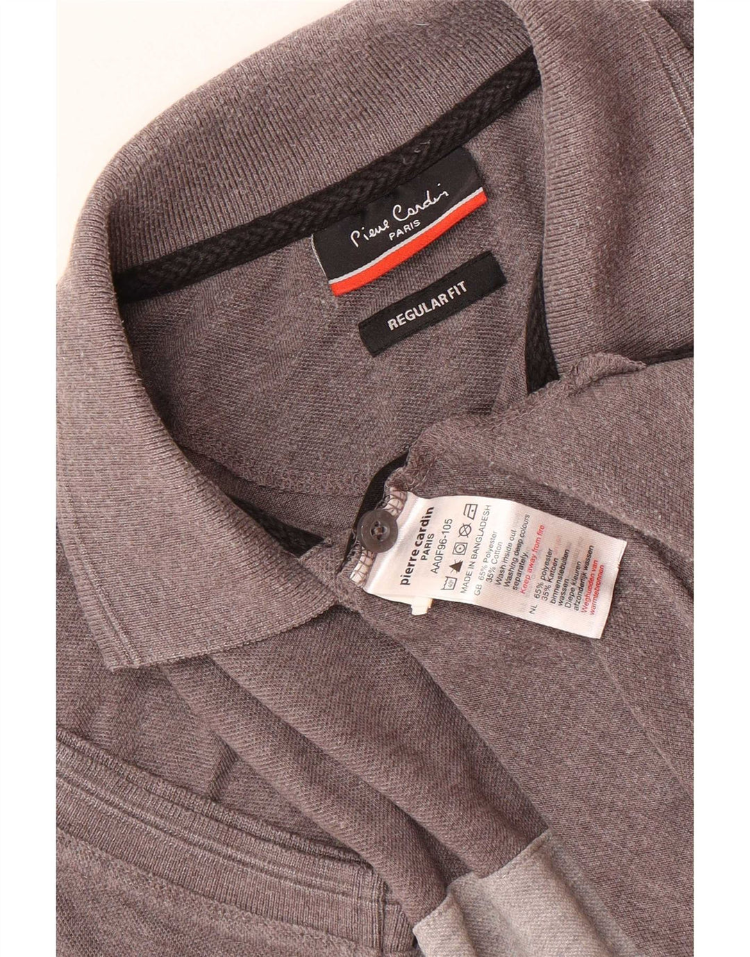 Camisa polo masculina Pierre Cardin Regular Fit pequena cinza colorblock poliéster