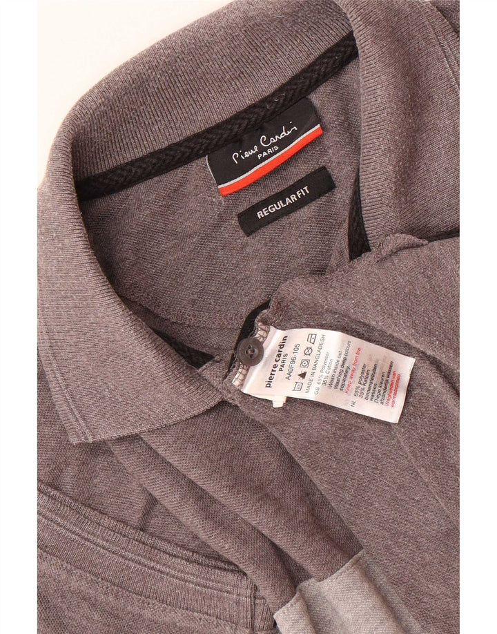 Camisa polo masculina Pierre Cardin Regular Fit pequena cinza colorblock poliéster