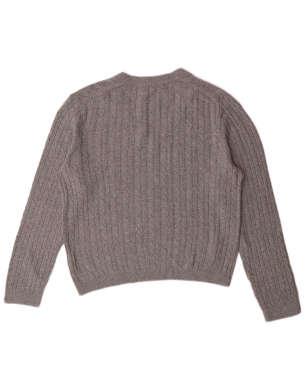 Suéter feminino TOMMY HILFIGER com decote em V Reino Unido 12 nylon cinza médio