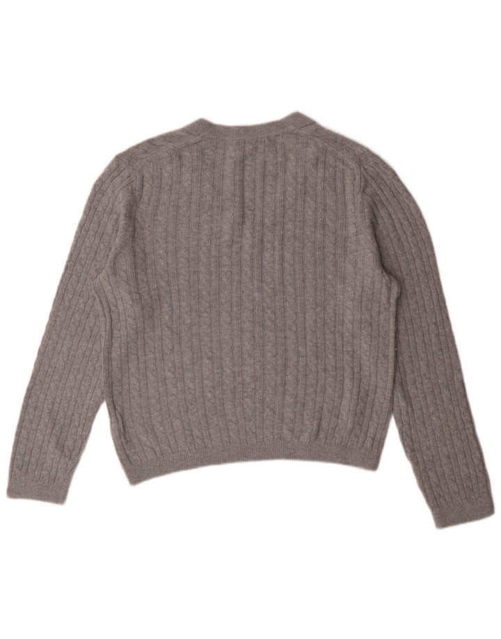 Suéter feminino TOMMY HILFIGER com decote em V Reino Unido 12 nylon cinza médio