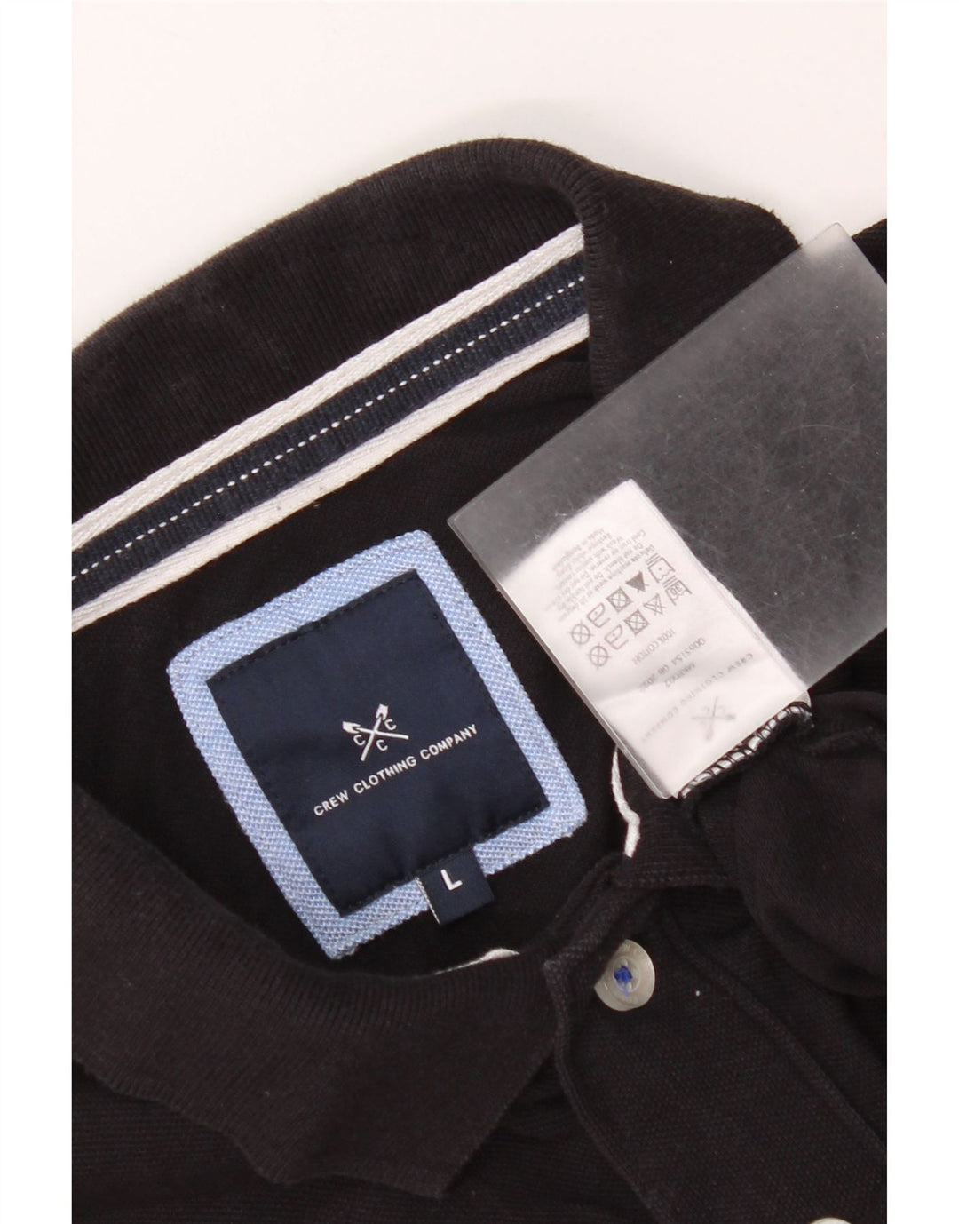 Camisa polo masculina Crew Clothing grande algodão preto
