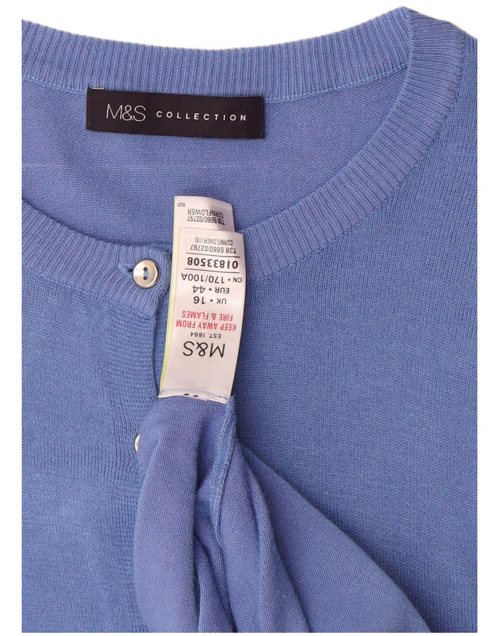 Suéter cardigã feminino Marks & Spencer UK 16 grande viscose azul