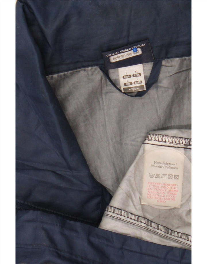 Jaqueta de chuva masculina com capuz gráfico Umbro Reino Unido 40 grande poliéster azul marinho