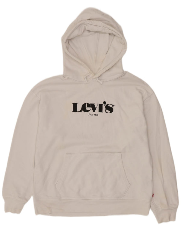 Suéter com capuz gráfico masculino Levi's pequeno algodão branco