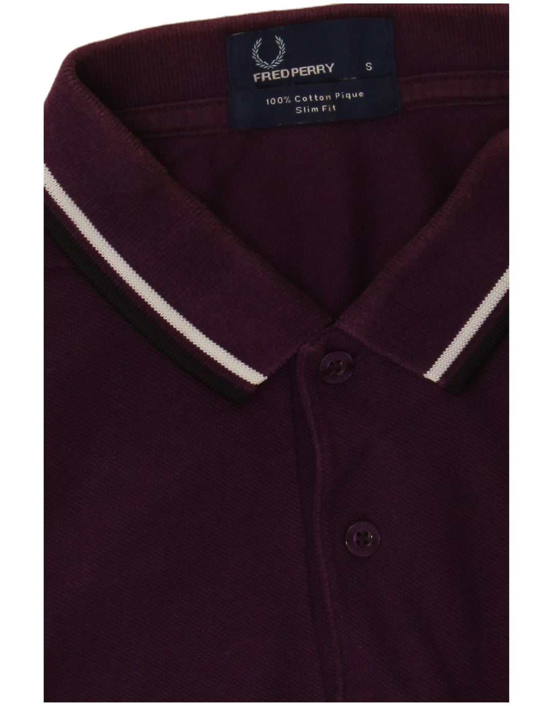 Fred Perry Camisa polo masculina slim fit pequena de algodão roxo