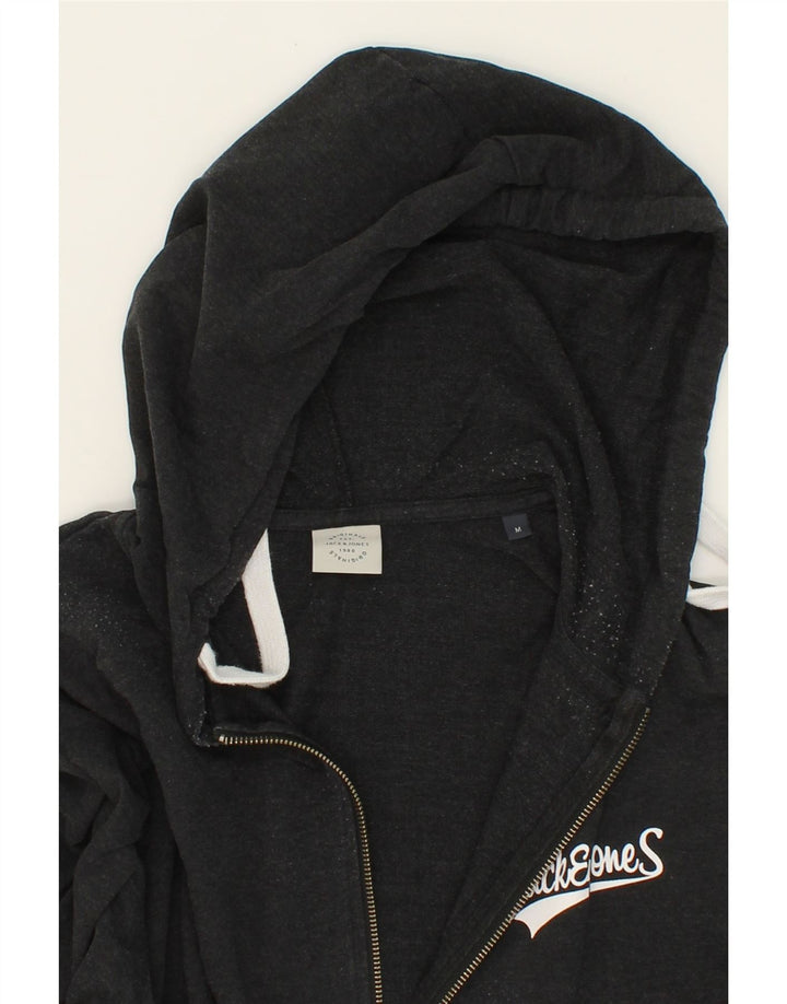 JACK & JONES Mens Zip Hoodie Sweater Medium Black Cotton Vintage Jack & Jones and Second-Hand Jack & Jones from Messina Hembry 