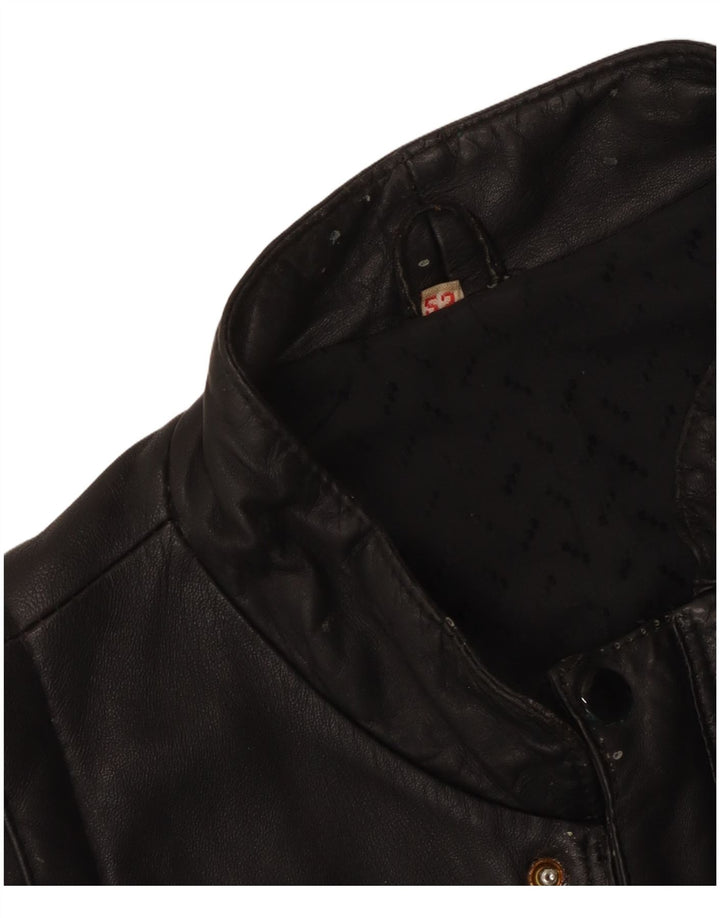 Jaqueta de couro masculina vintage IT 52 XL preta