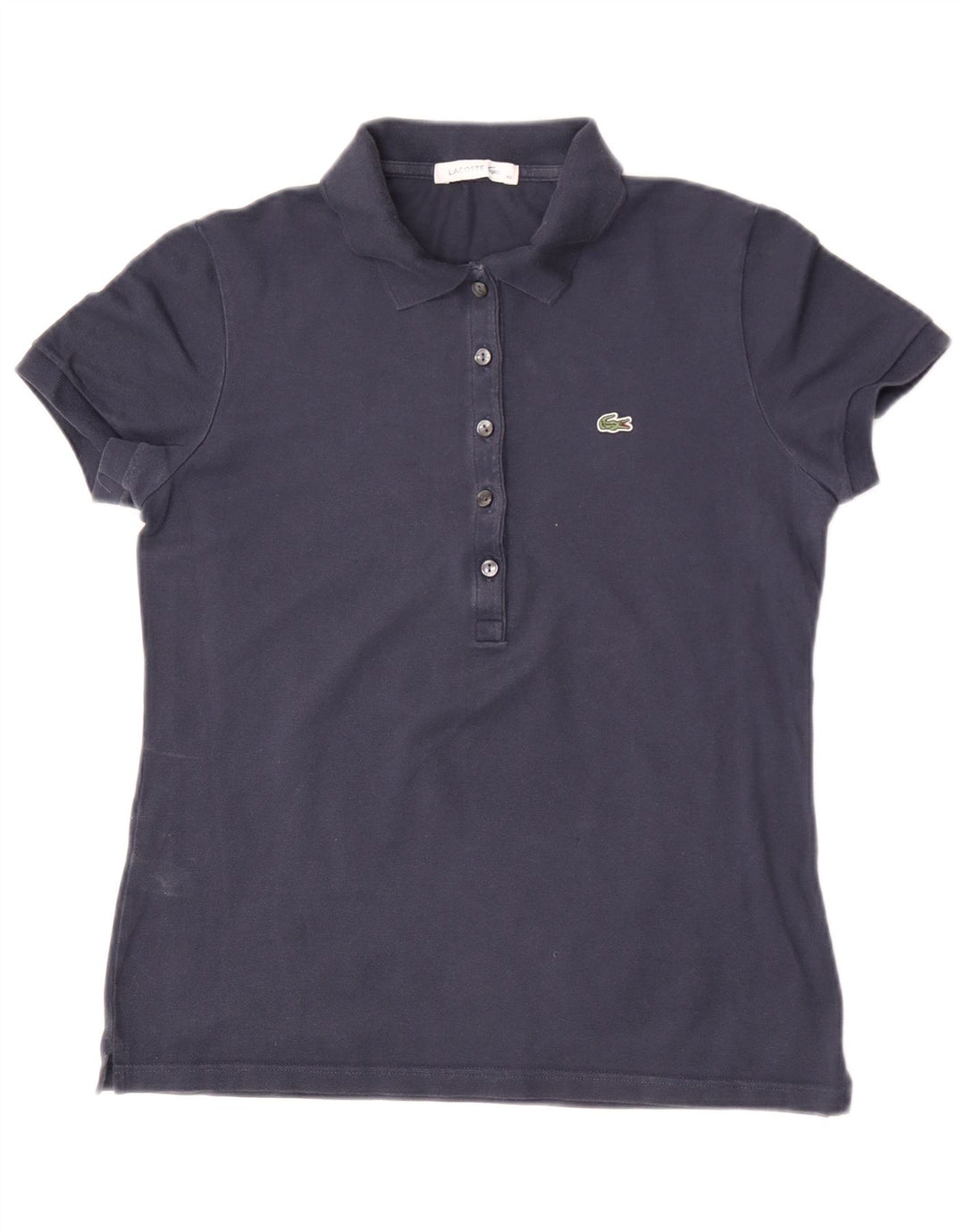Camisa polo feminina Lacoste tamanho 40 algodão azul marinho médio