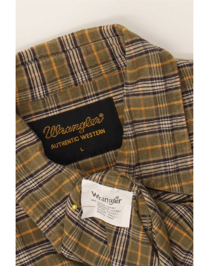 Camisa masculina de flanela Wrangler grande algodão xadrez cáqui