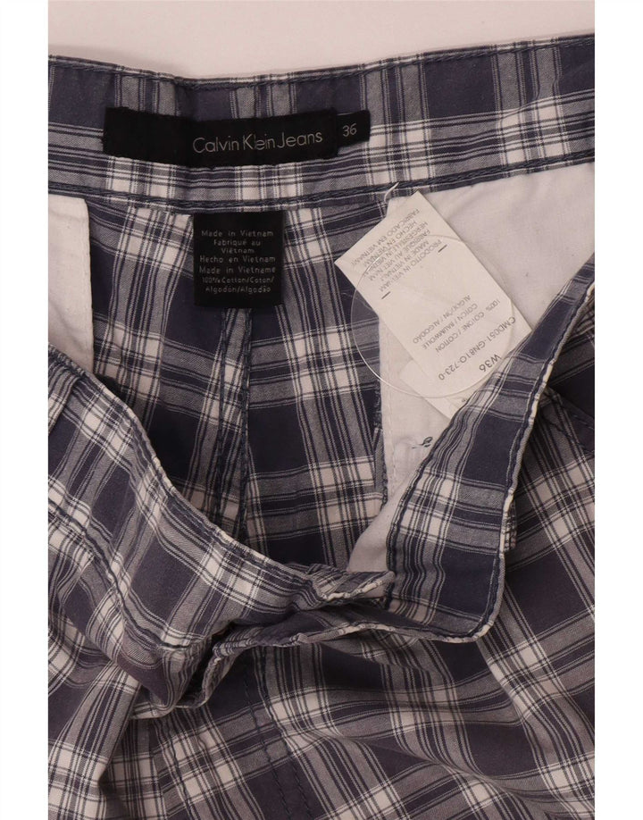 Shorts cargo masculino Calvin Klein W36 grande algodão xadrez azul marinho