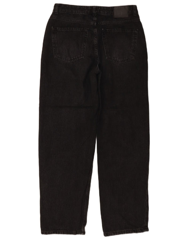 Zara Calça jeans feminina cintura alta solta EU 36 XS W26 L29 algodão preto