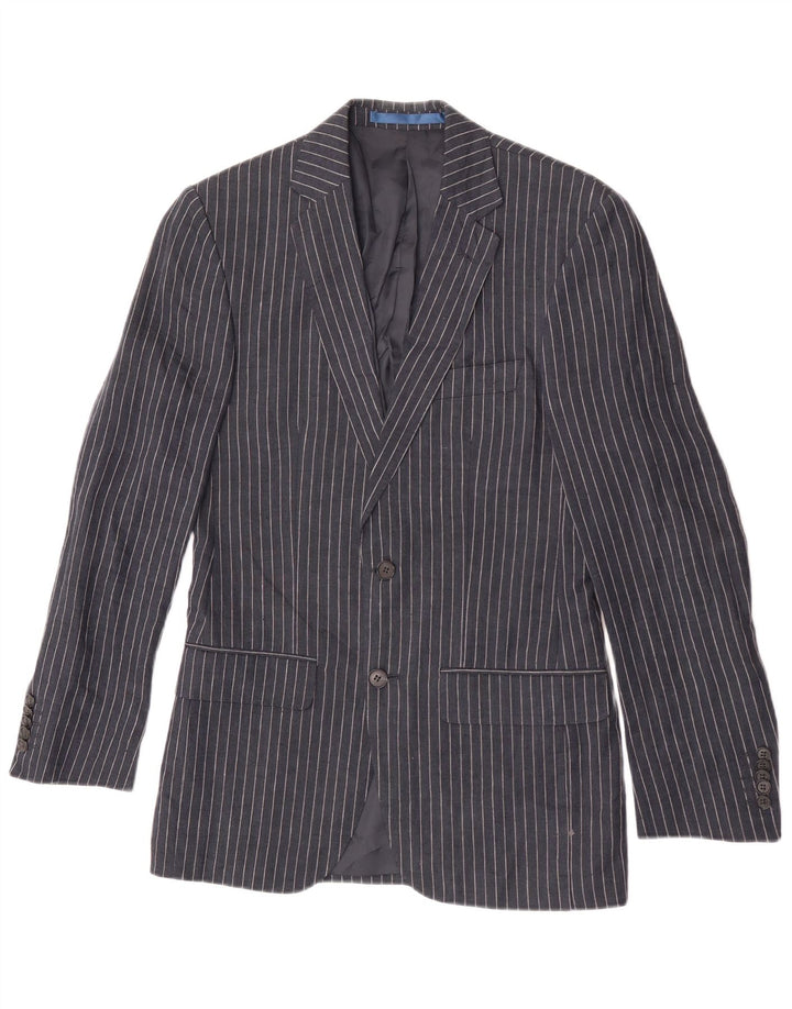 Jaqueta blazer masculina de 2 botões Marks & Spencer UK 34 XS azul marinho risca de giz