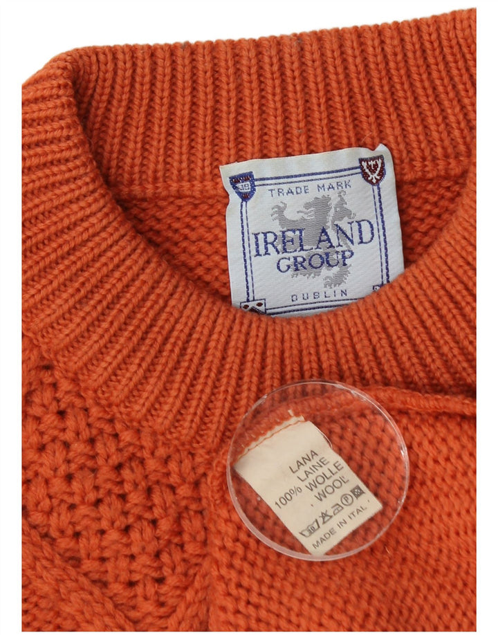 Suéter masculino com gola redonda marca registrada, laranja médio, lã Fair Isle