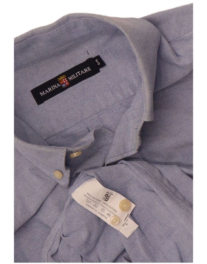 Camisa masculina Marina Militare pequena azul algodão