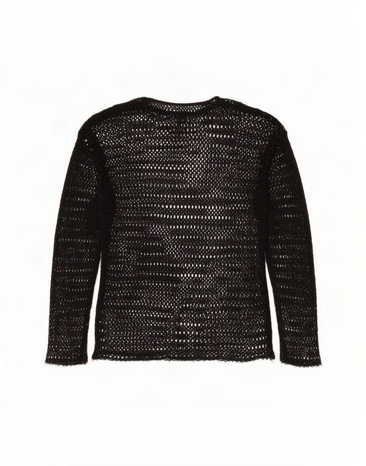 Top Zara feminino de crochê transparente UK 10 pequeno preto