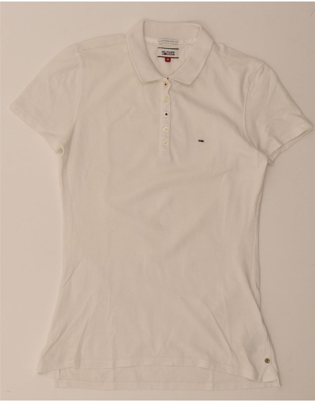 Camisa polo feminina Tommy Hilfiger Reino Unido 12 médio algodão branco