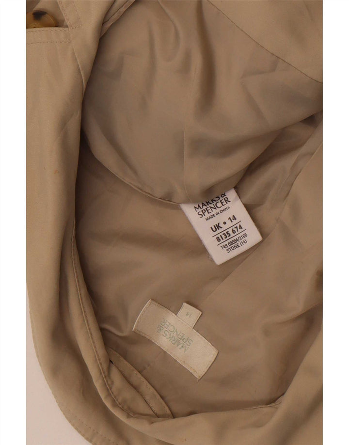 Casaco impermeável feminino Marks & Spencer Reino Unido 14 grande poliéster bege
