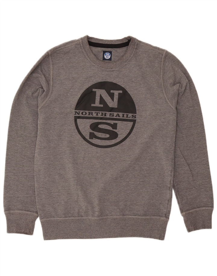North Sails moletom gráfico masculino jumper pequeno algodão manchado cinza