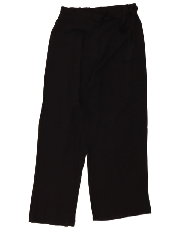 Zara Calça feminina casual de perna larga grande W30 L30 poliéster preto