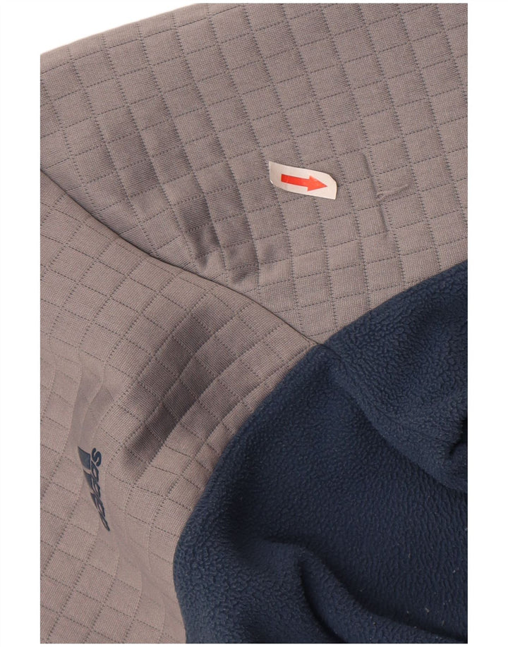 Adidas Mens Zip Neck Fleece Jumper Médio Azul Marinho Colorblock Poliéster