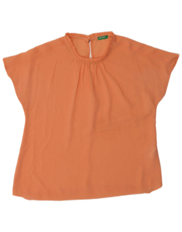 Blusa feminina Benetton UK 14 poliéster laranja médio
