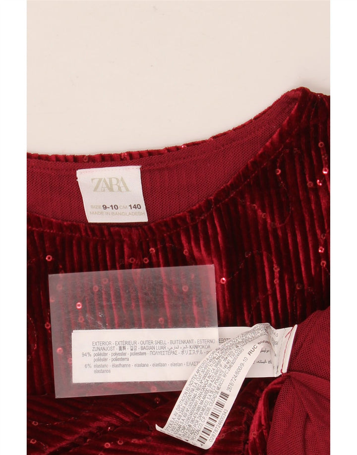 Blusa Zara Girls Velour Top 9-10 Anos Poliéster Vermelho