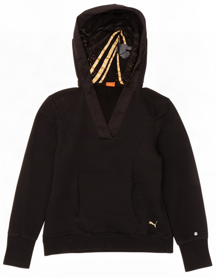 Puma feminino moletom com capuz UK 14 médio algodão preto