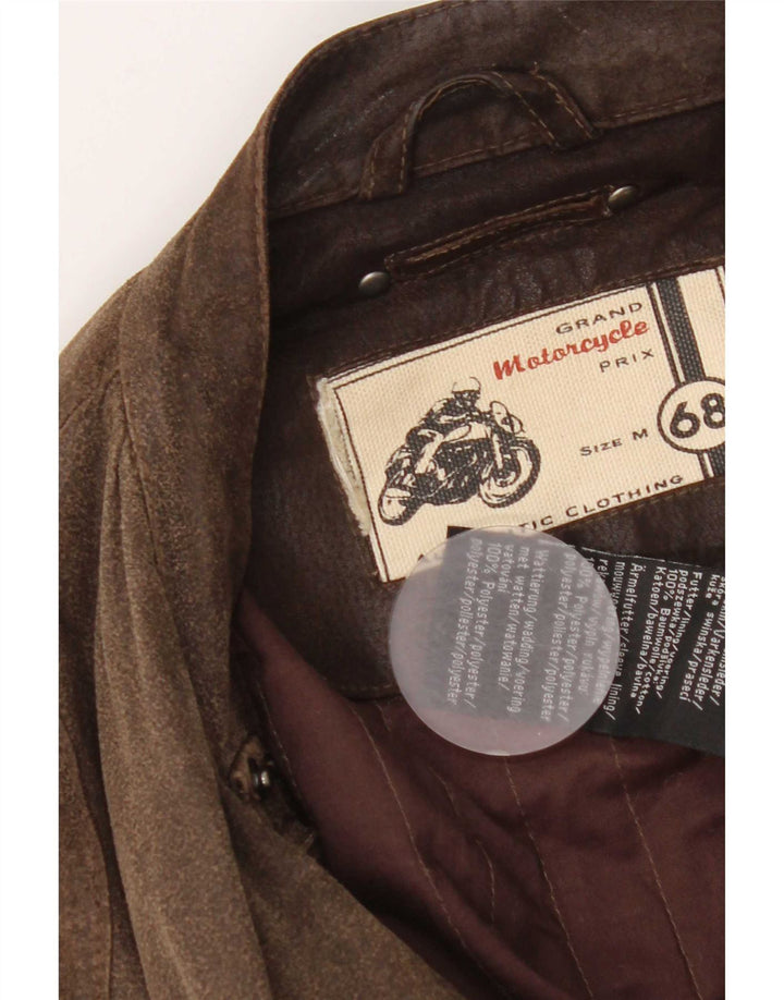 Jaqueta utilitária de couro para motocicleta masculina vintage Reino Unido 38 marrom médio