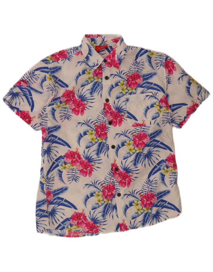 Camisa masculina havaiana de manga curta Lowes grande floral multicolorida