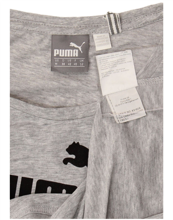 Puma Camiseta Feminina Graphic Top UK 12 Poliéster Cinza Médio