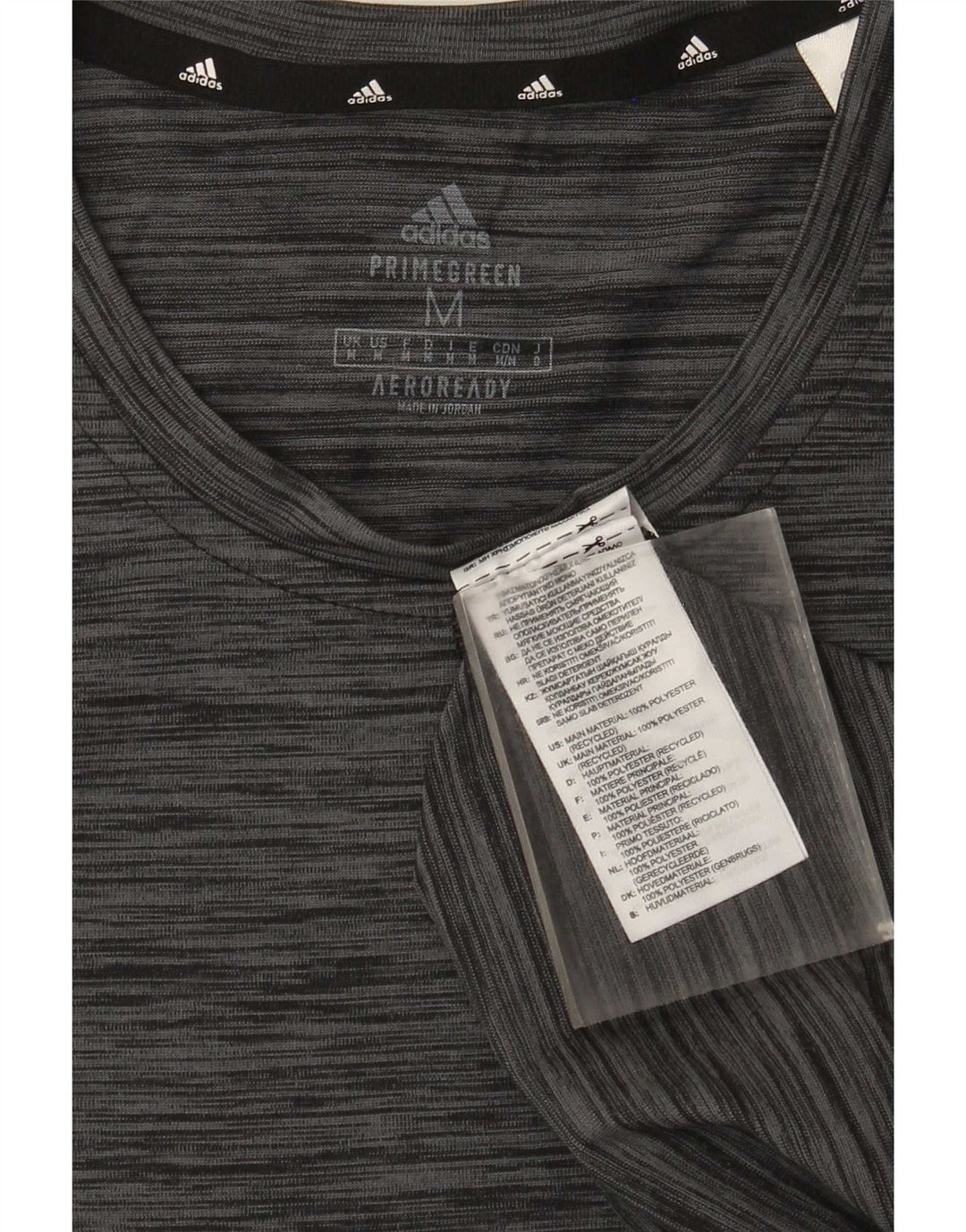 Camiseta masculina Adidas Aeroready Top cinza médio poliéster manchado