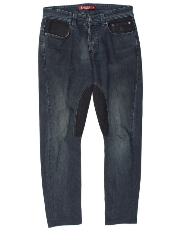 SIVIGLIA Mens Jeans Slim W31 L29 Azul Marinho Colorblock Algodão