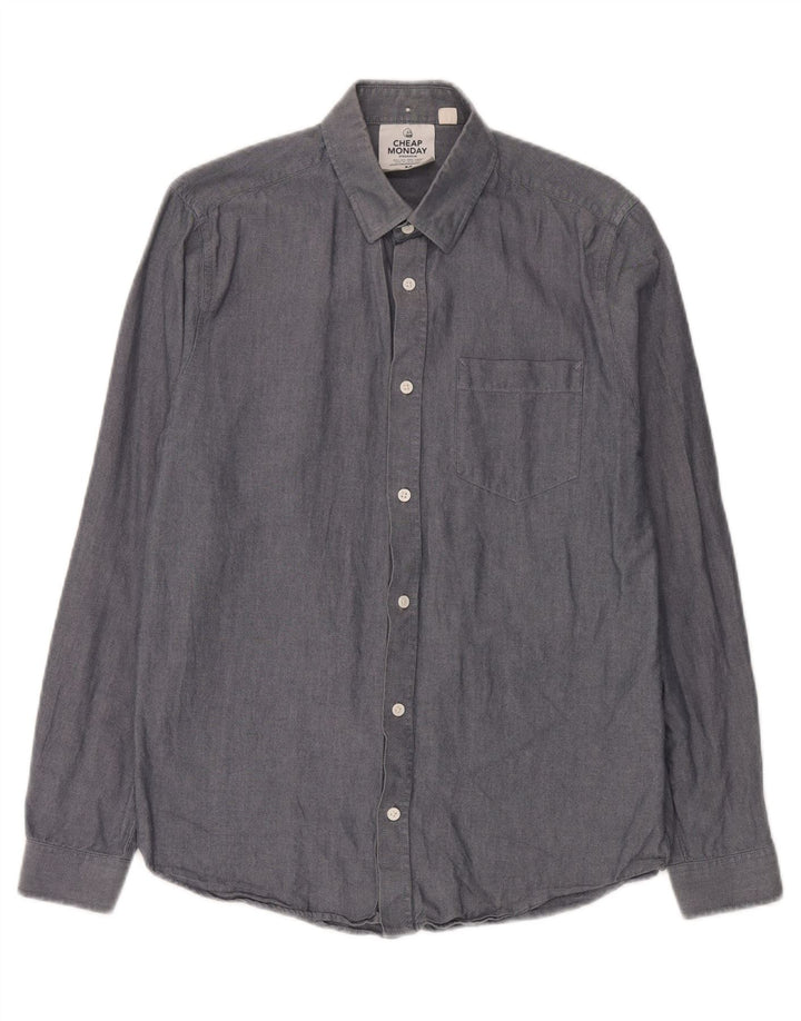 Camisa masculina barata de segunda-feira de algodão cinza médio