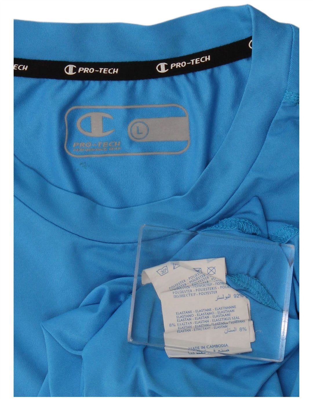 CHAMPION Camiseta masculina gráfica grande poliéster azul