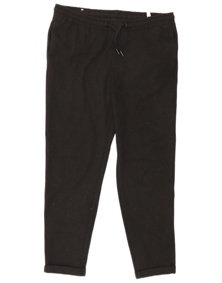 Zara Calça masculina cortada média W31 L26 poliéster preto