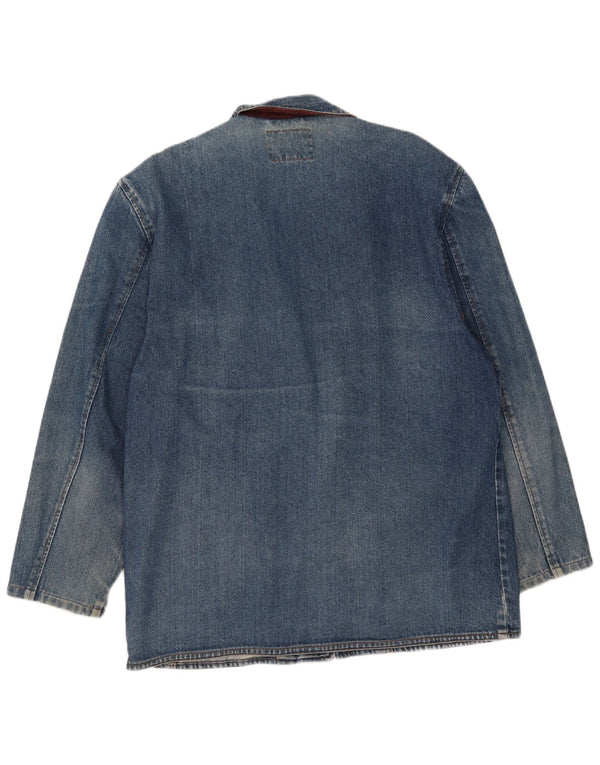 Jaqueta blazer jeans masculina vintage com 1 botão IT 48 algodão azul médio