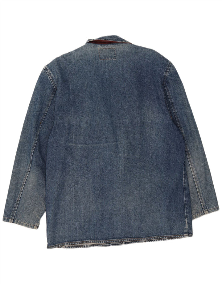 Jaqueta blazer jeans masculina vintage com 1 botão IT 48 algodão azul médio