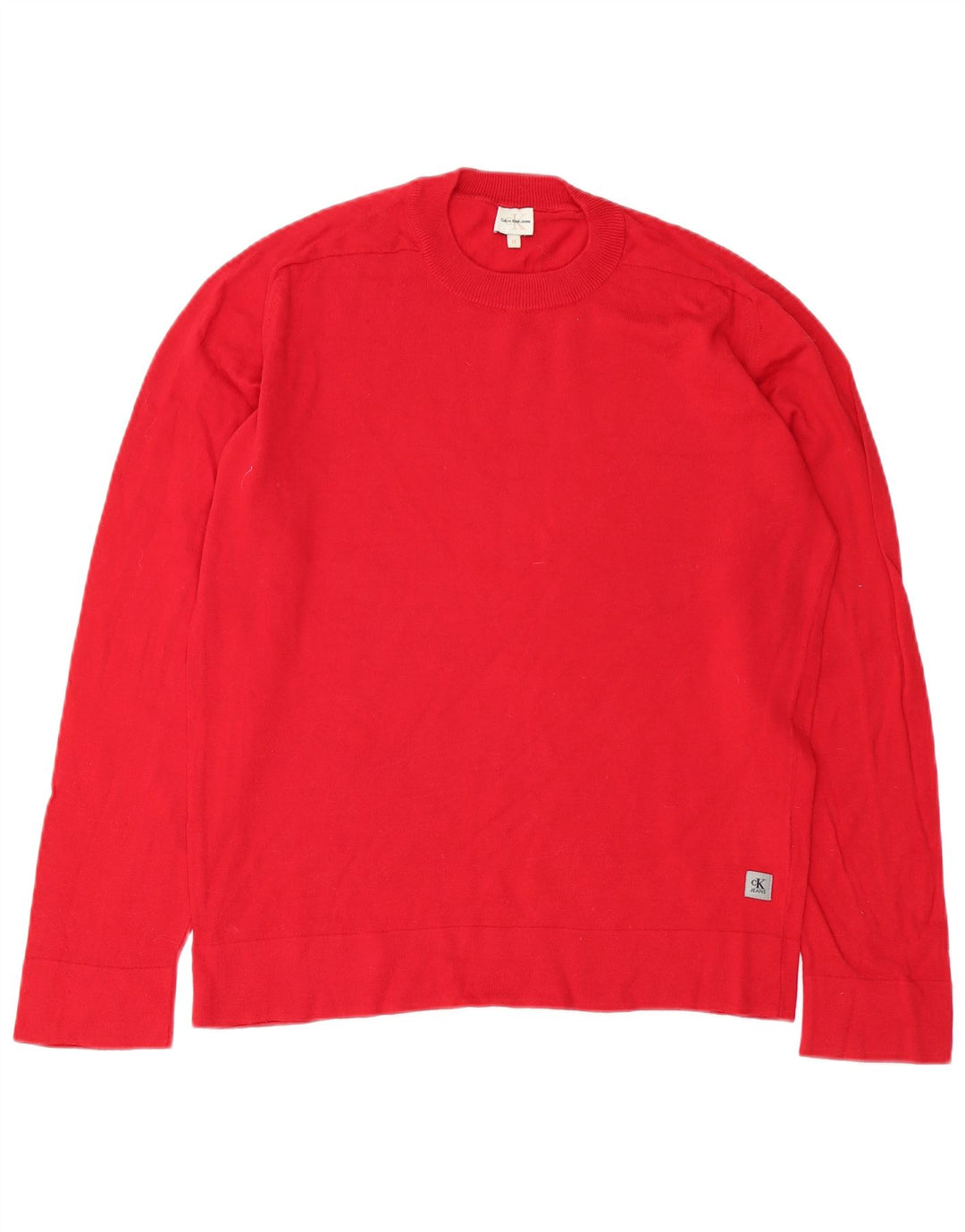 Suéter masculino Calvin Klein Jeans com gola redonda, algodão vermelho médio