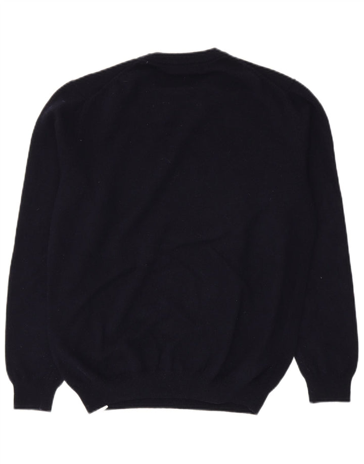 Suéter masculino Massimo Dutti com gola redonda, grande lã azul marinho