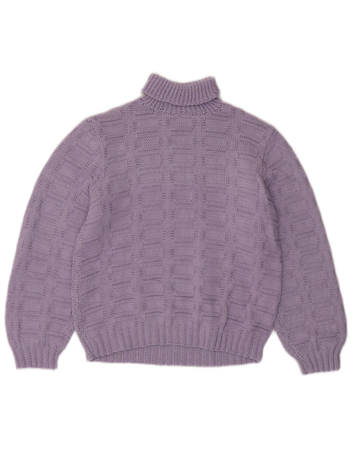 Suéter feminino VINTAGE com gola redonda Reino Unido 12 médio roxo