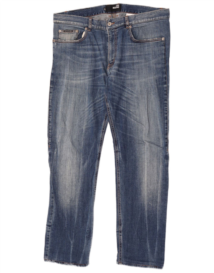 Moschino Mens Slim Jeans W38 L32 Azul Algodão Clássico