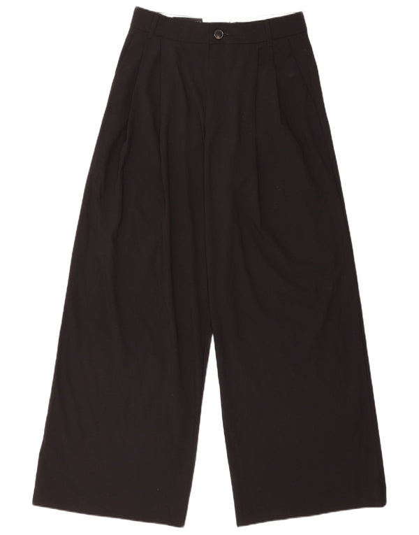 Zara Calça feminina casual cintura alta perna larga pequena W26 L31 preta