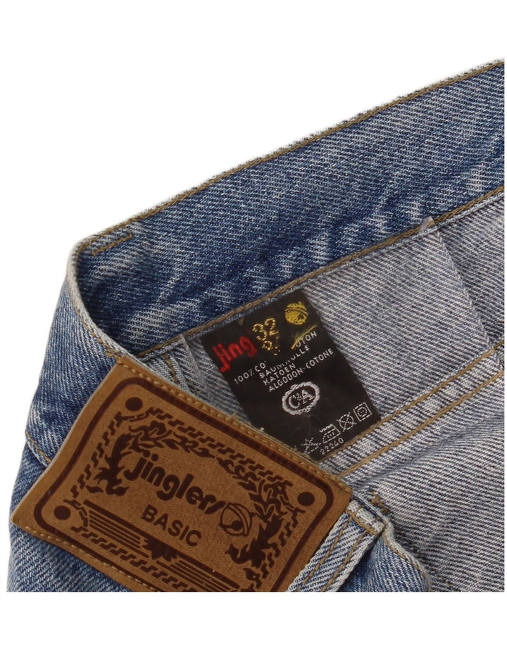 JINGLERS Jeans retos femininos básicos W32 L28 algodão azul