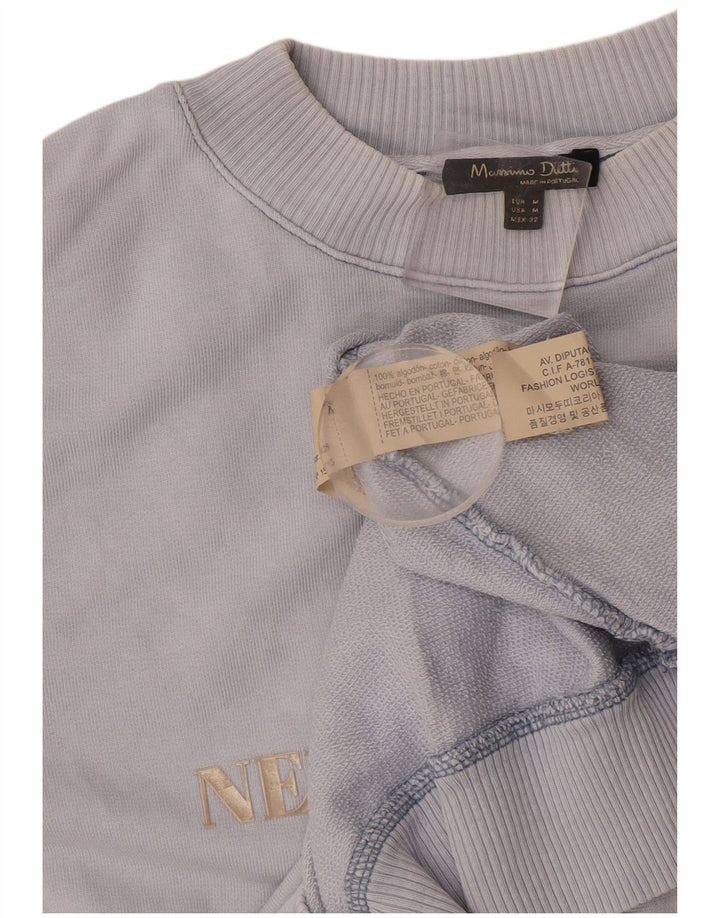 Suéter de moletom feminino Massimo Dutti gráfico oversized Reino Unido 14 azul médio