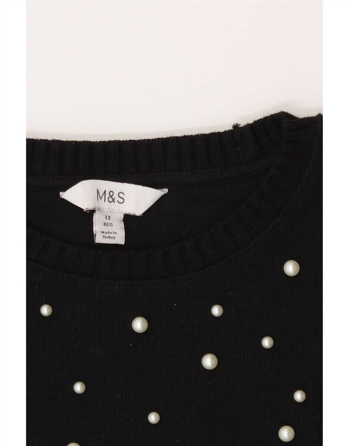 Blusa feminina Marks & Spencer UK 12 média preta manchada