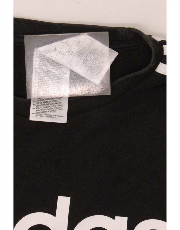 Adidas Mens Graphic Moletom Jumper Grande Algodão Preto