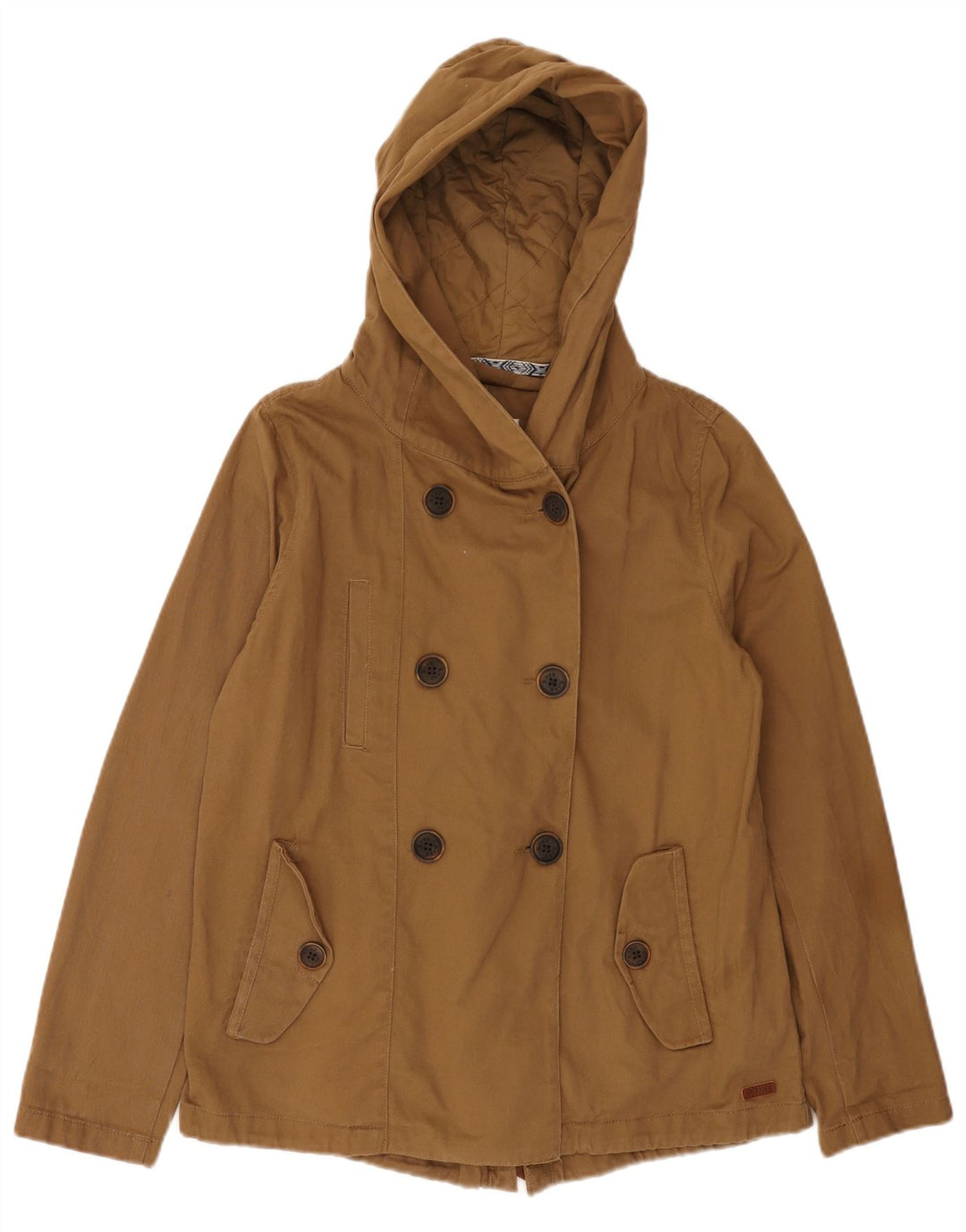 Jaqueta bomber feminina com capuz e capuz Roxy UK 6 XS marrom algodão