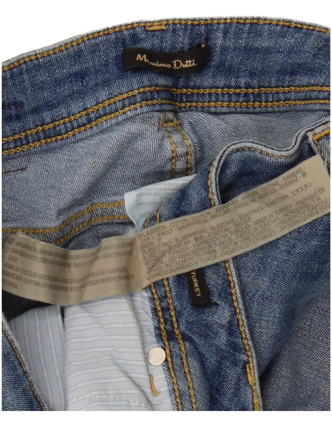 Shorts jeans feminino MASSIMO DUTTI W32 grande algodão azul