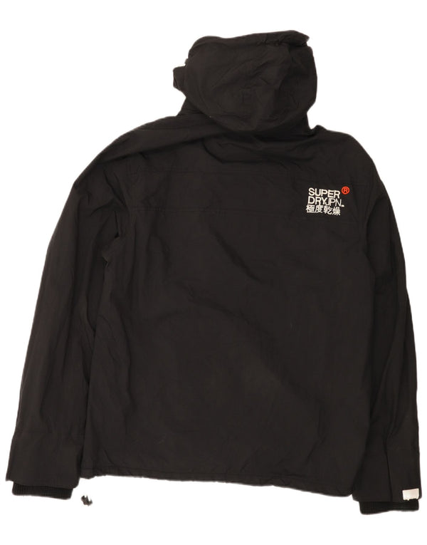Jaqueta corta-vento feminina Superdry com capuz gráfico UK 18 XL preto nylon