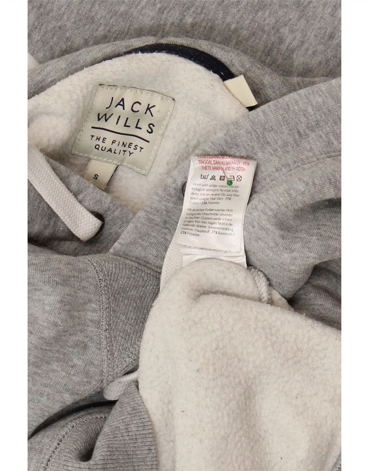 JACK WILLS Suéter masculino com capuz gráfico pequeno algodão cinza